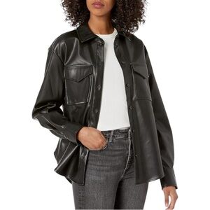 Women's Black Faux Leather Jacket sz XS